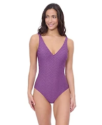 Profile by Gottex Women's Blend V Neck Texture One Piece