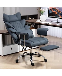 Dyhome Faux Leather Gaming Chair, Ergonomic High-Back Office Chair With Tilt and Swivel, Reclining Computer Desk for Women, Men