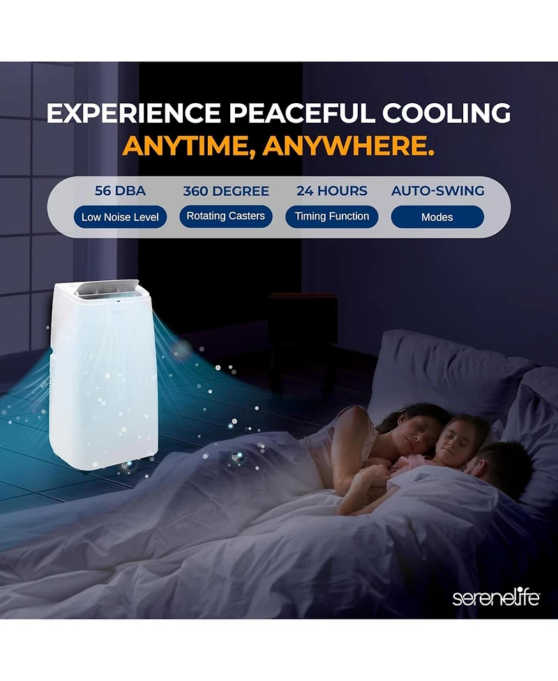 SereneLife 12,000 Btu Portable Air Conditioner With Dehumidifier & Fan