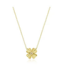 The Lovery Fluted Gold Single Four Leaf Clover Necklace 14K Gold