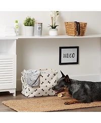 Bone Dry Collapsible Pet Storage Bin with Rope Handles Paw/Bone Print