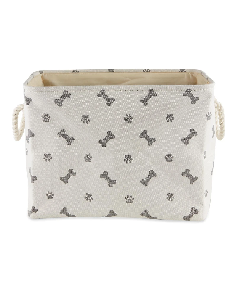 Bone Dry Collapsible Pet Storage Bin with Rope Handles Paw/Bone Print