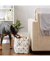 Bone Dry Collapsible Pet Storage Bin with Rope Handles Paw/Bone Print