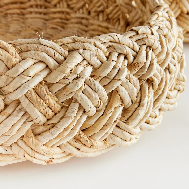 27" Abaca French Braided Handcrafted Decorative Baskets Set of 2
