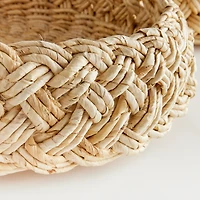 27" Abaca French Braided Handcrafted Decorative Baskets Set of 2