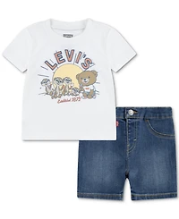 Levi's Baby Graphic T-Shirt & Denim Shorts, 2 Piece Set