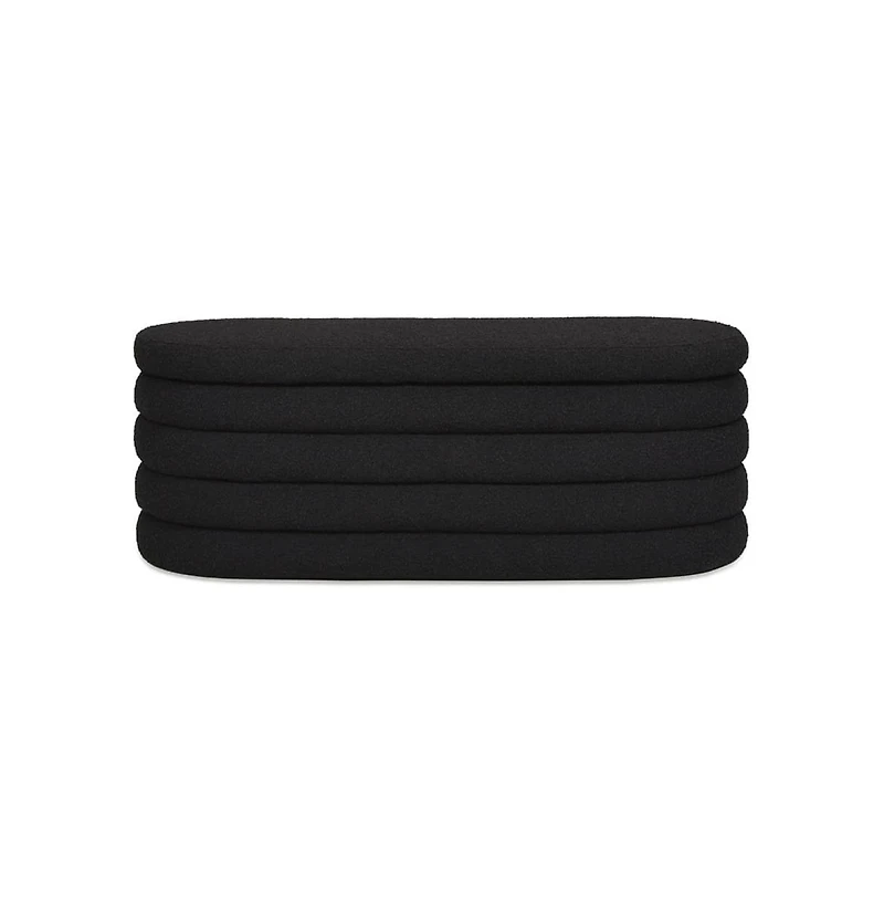 49 Inch Oval Boucle Storage Bench, Upholstered Entryway Ottoman with Hinged Lid-The Pop Home