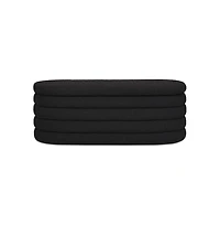 49 Inch Oval Boucle Storage Bench, Upholstered Entryway Ottoman with Hinged Lid-The Pop Home