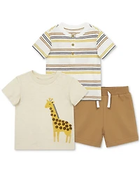 Little Me Baby Boys 3-Pc. Giraffe T-Shirts & Shorts Play Set