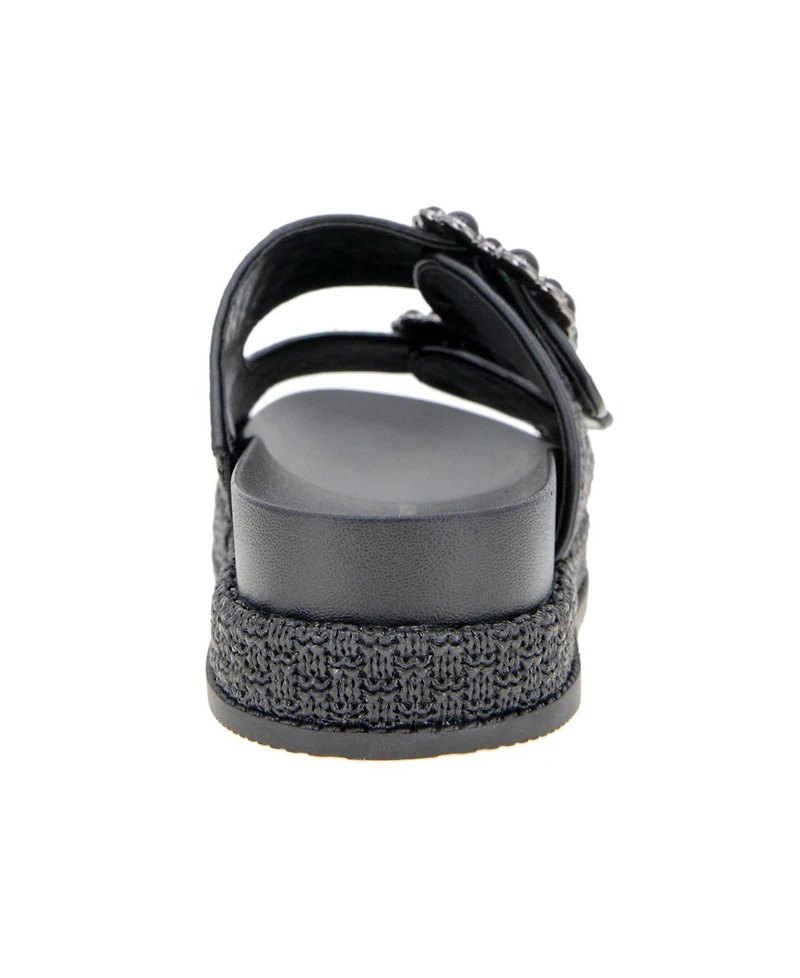 BCBGeneration Women's Bexxi Double Buckle Raffia Footbed Sandals