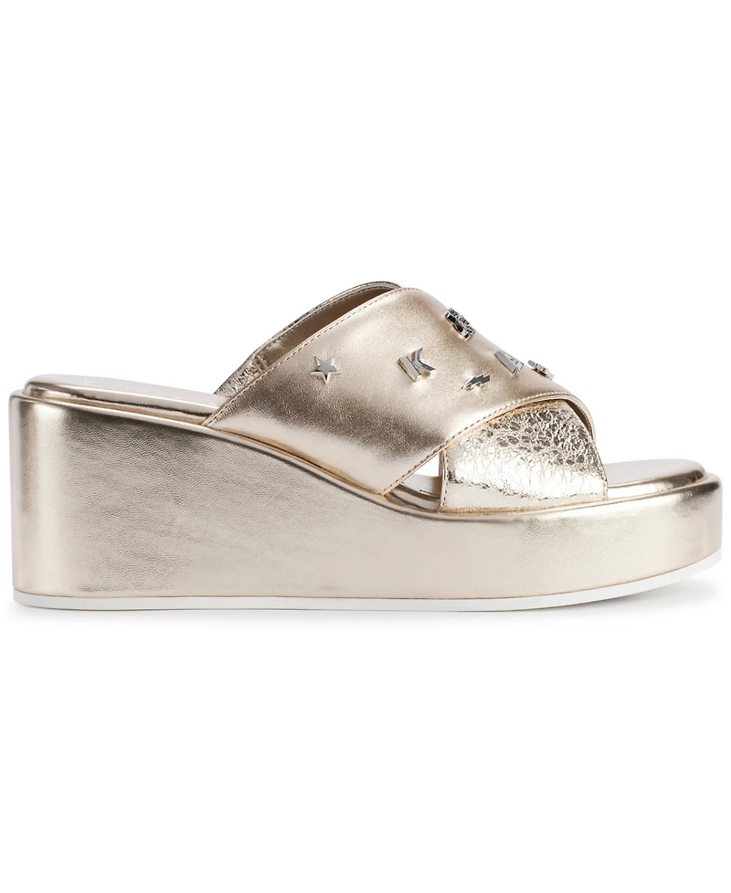 Karl Lagerfeld Paris Women's Caleigh X Band Wedge Sandals