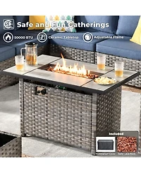 Xizzi 13 Pieces Patio Furniture Set,Outdoor Sectional Sofa Couch Set,Modern Conversation Set with Rectangular Fire Pit Table,Wide Armrests and D