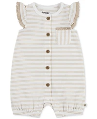 Huggies Baby Girls Cotton Striped Ruffled-Sleeve Romper