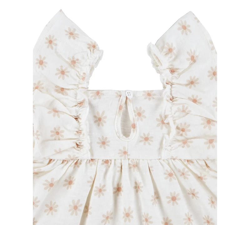 Huggies Baby Girls Ruffled-Sleeve Jersey Dress & Bloomer Set