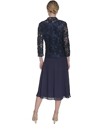 Jessica Howard Women's Soutache Jacket & Jewel-Neck Midi Dress