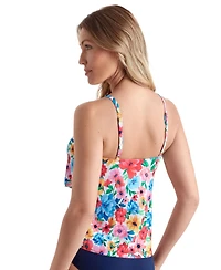 ShapeSolver by Mimi Flamingo Women's Wallflower V Neck Double Tiered Tankini Swimsuit Top