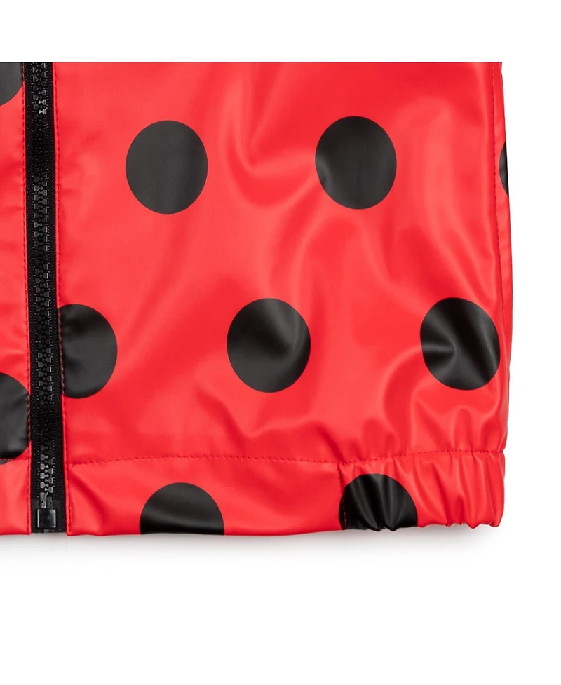 Miraculous Girls Ladybug Zip Up Waterproof Hooded Rain Jacket Coat