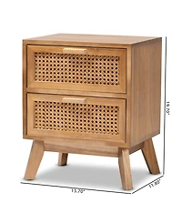 Baxton Studio 15.7" Finished Wood Baden Mid-Century Modern 2-Drawer End Table