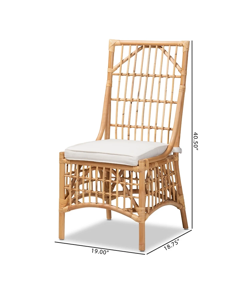 bali & pari 19" Upholstered and Rattan Rose Modern Bohemian Dining Chair