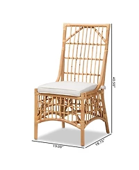 bali & pari 19" Upholstered and Rattan Rose Modern Bohemian Dining Chair