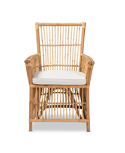 bali & pari 23.7" Upholstered and Rattan Rose Modern Bohemian Armchair