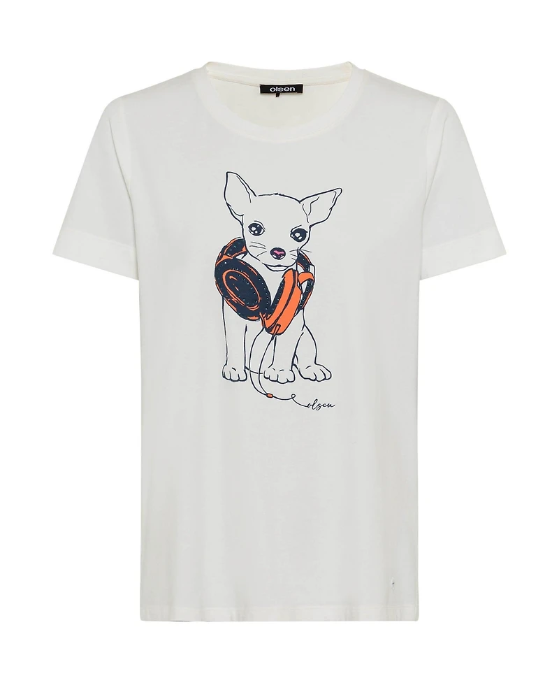 Olsen Women's Funky Puppy Printed T-Shirt