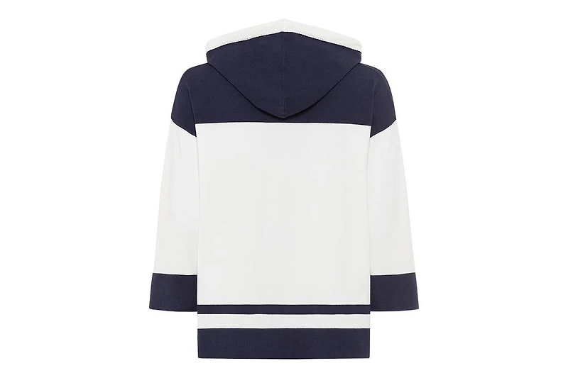 Olsen Women's Knit Zip Front Striped Hoodie