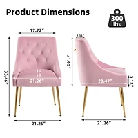 Dyhome Modern Velvet Upholstered Dining Chairs Set of 2, Mid Century Side with 5.12” Cushions and Back Pull Rod for Kitchen, Living Room