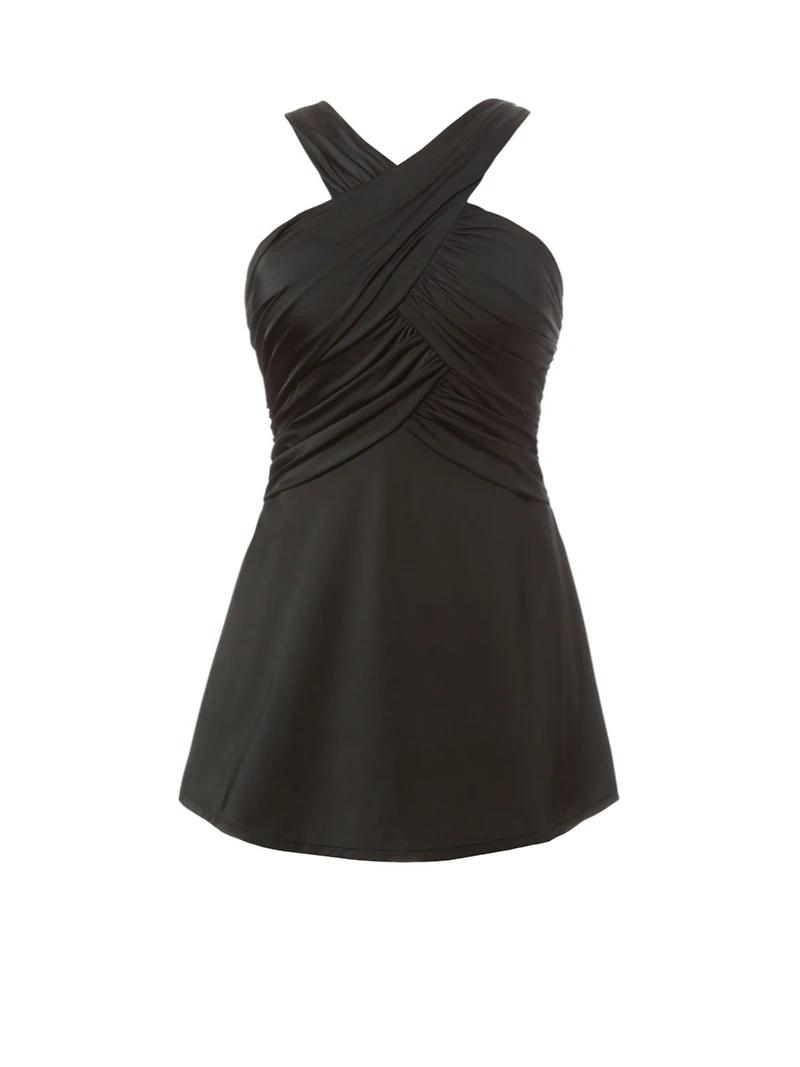 Swimsuits for All Women's High Neck Wrap Swimdress