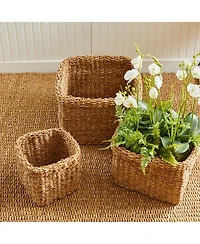 Seagrass Square Baskets With Cuffs Set of 3