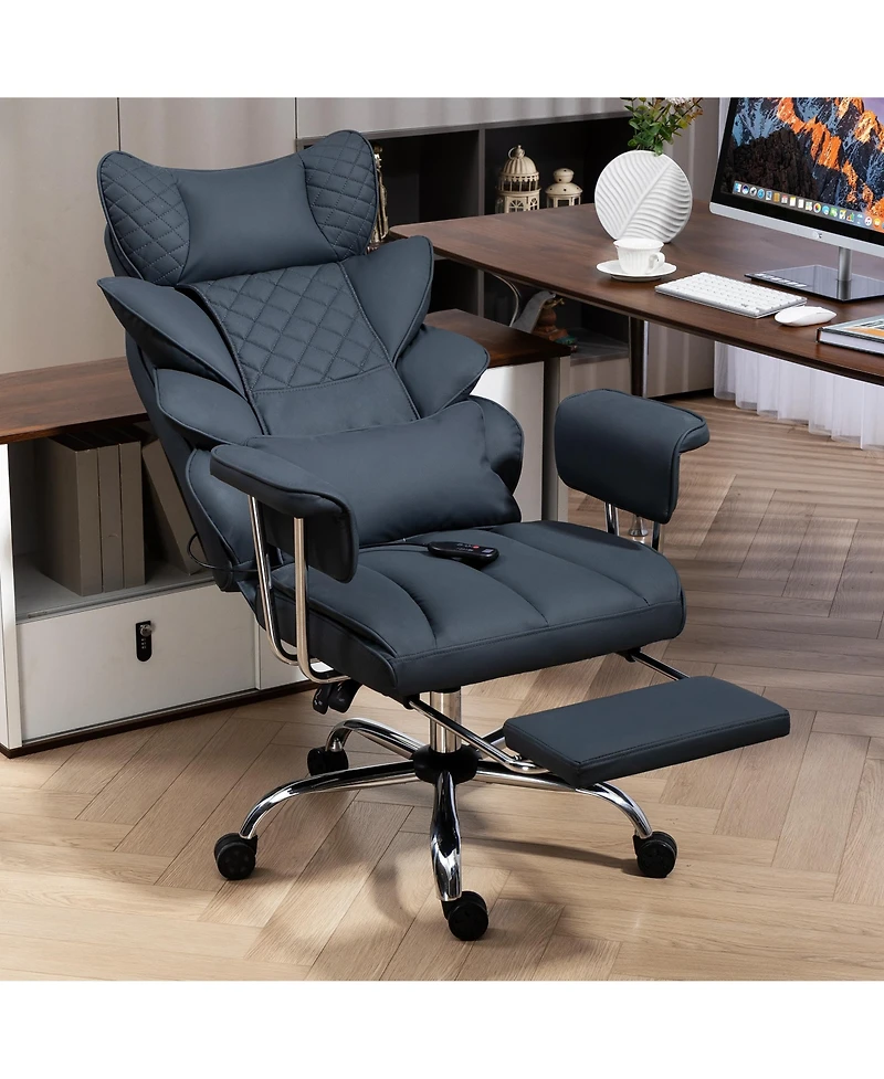 Dyhome 8-Point Massage Gaming Chair, Ergonomic Office 500lbs Weight Capacity, Adjustable Backrest 90°-135°, Armrests, Suit