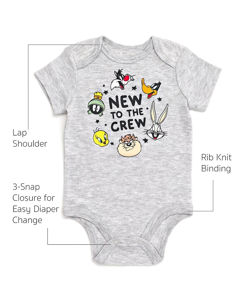Looney Tunes Baby Boys Bodysuit and Monthly Milestone Blanket 4 Piece