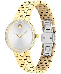 Movado Women's Museum Classic Lab Grown Diamond Swiss Quartz Light Yellow Pvd Watch, 29.5mm