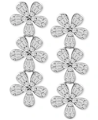 Diamond Flower Triple Drop Earrings (3/4 ct. t.w.) in 14k White Gold