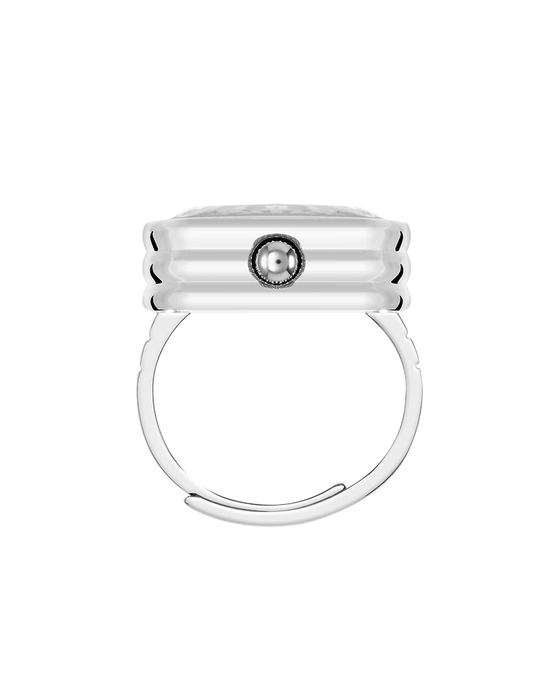 Anne Klein Women's Quartz Pink and Silver-Tone Metal Alloy Ring Watch, 20mm