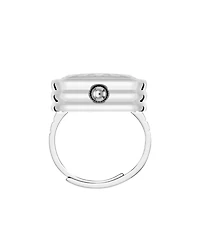 Anne Klein Women's Quartz Pink and Silver-Tone Metal Alloy Ring Watch, 20mm