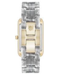 Anne Klein Women's Quartz Delicate Rectangular Light Gray Acetate Bracelet Watch, 26mm