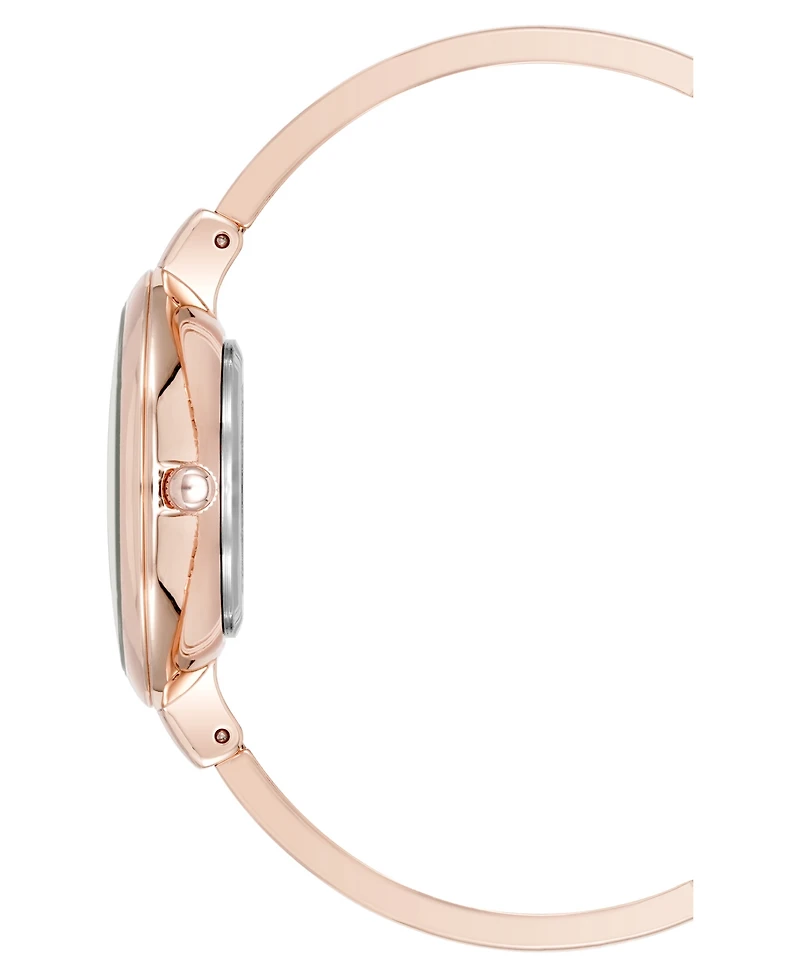 Anne Klein Women's Quartz Charming Floral Rose Gold-Tone Metal Alloy Watch Set, 32mm