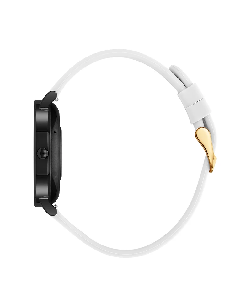 Anne Klein Women's Connect It Prism Smartwatch with Gold-Tone Metal Alloy and White Silicone Band, 30mm