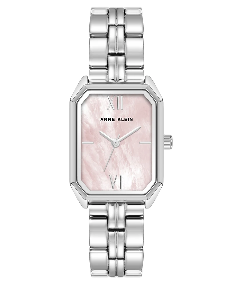 Anne Klein Women's Quartz Pink and Silver-Tone Octagonal Metal Alloy Bracelet Watch, 24mm