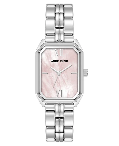 Anne Klein Women's Quartz Pink and Silver-Tone Octagonal Metal Alloy Bracelet Watch, 24mm