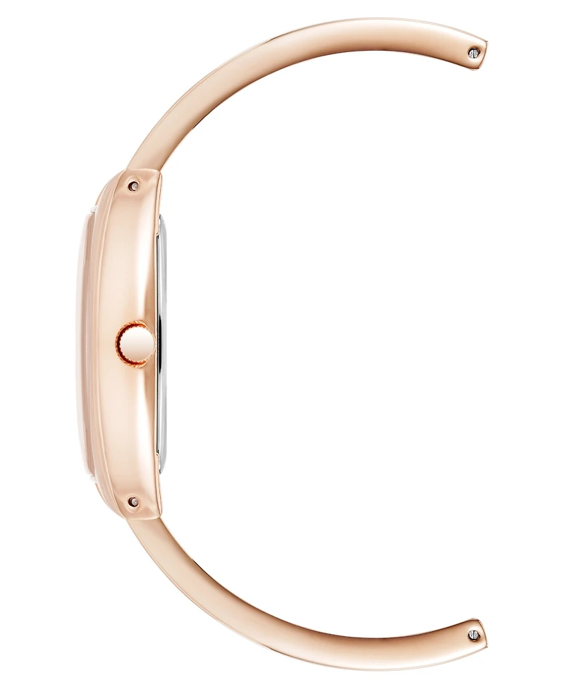 Anne Klein Women's Quartz Cushion Blush Pink Enamel with Rose Gold-Tone Metal Alloy Bangle Watch, 22mm