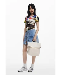 Desigual Women's Medium chrome flap backpack