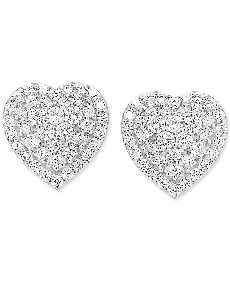 Forever Grown Diamonds Lab Grown Diamond Heart Cluster Stud Earrings (2 ct. t.w.) in Sterling Silver or 14k Gold-Plated Sterling Silver
