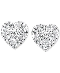 Forever Grown Diamonds Lab Grown Diamond Heart Cluster Stud Earrings (2 ct. t.w.) in Sterling Silver or 14k Gold-Plated Sterling Silver