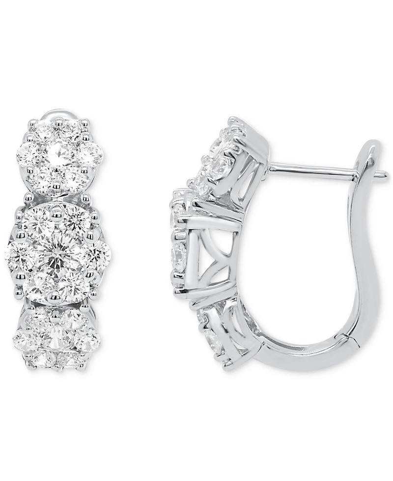 Forever Grown Diamonds Lab Grown Diamond Triple Cluster Statement Earrings (2 ct. t.w.) in Sterling Silver or 14k Gold-Plated Sterling Silver