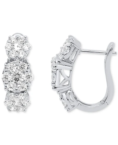 Forever Grown Diamonds Lab Grown Diamond Triple Cluster Statement Earrings (2 ct. t.w.) in Sterling Silver or 14k Gold-Plated Sterling Silver