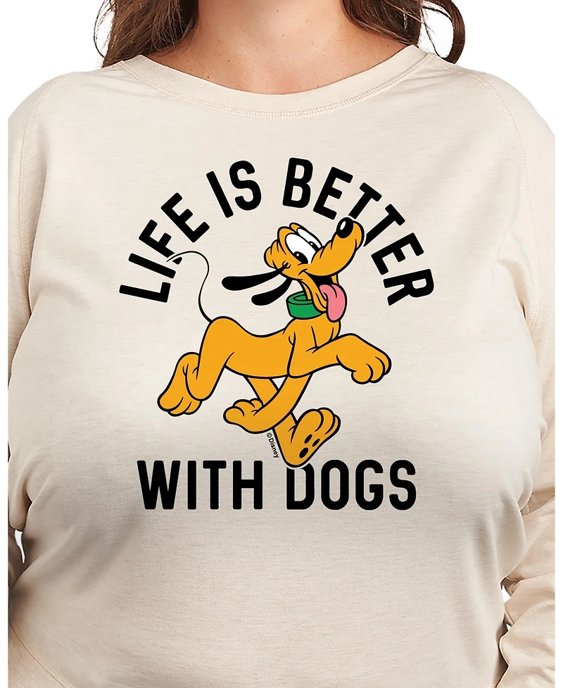 Hybrid Apparel Plus Disney Pluto Life is Better with Dogs Graphic Pullover T-Shirt
