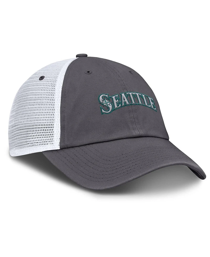 Nike Men's Gray Seattle Mariners Wordmark Club Adjustable Trucker Hat