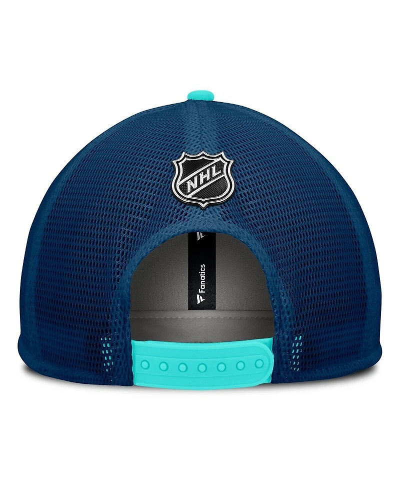 Fanatics Men's White/Deep Sea Blue Seattle Kraken Authentic Pro Hometown Rink Foam Trucker Snapback Hat